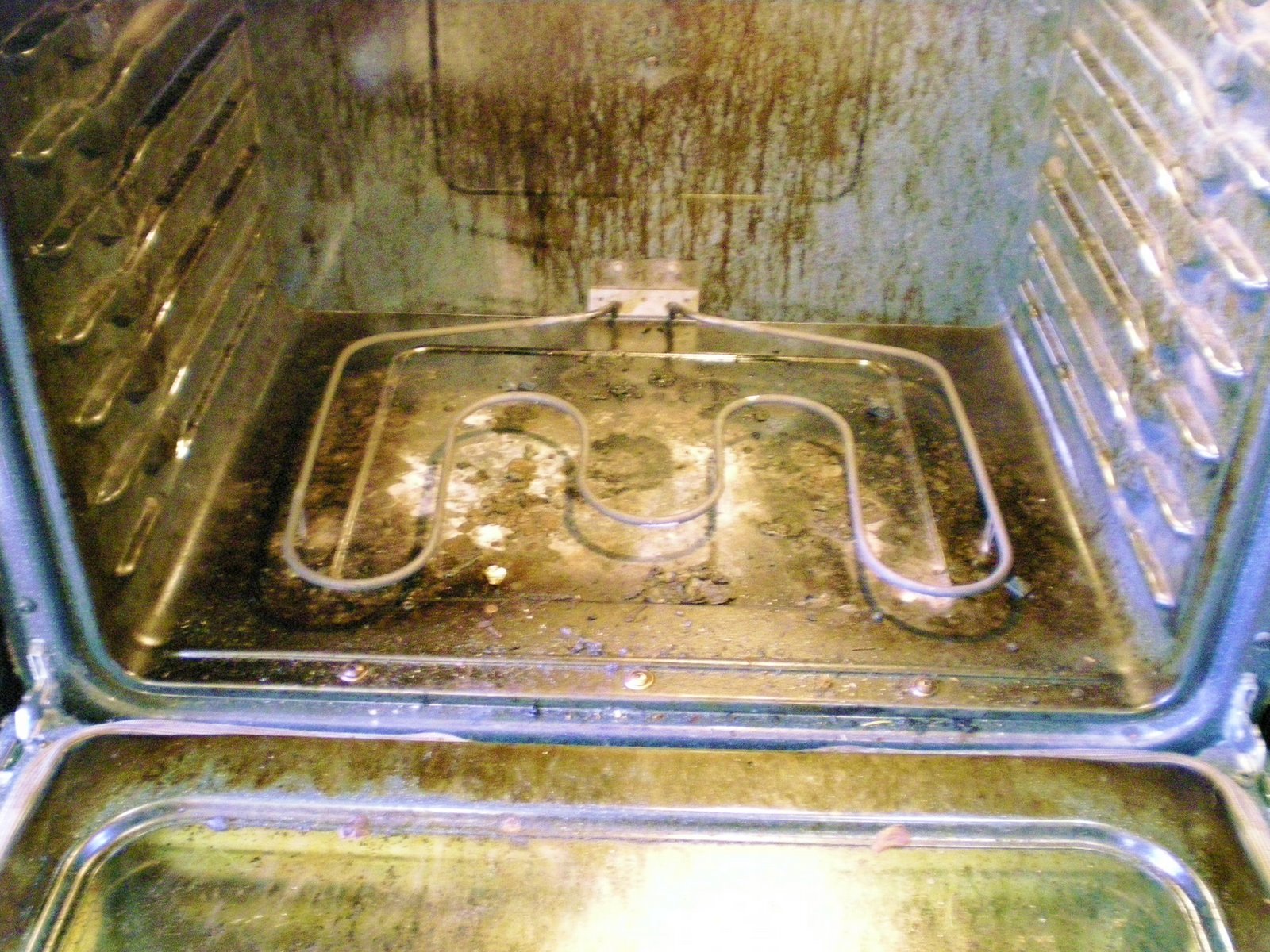 The inside of her old stove