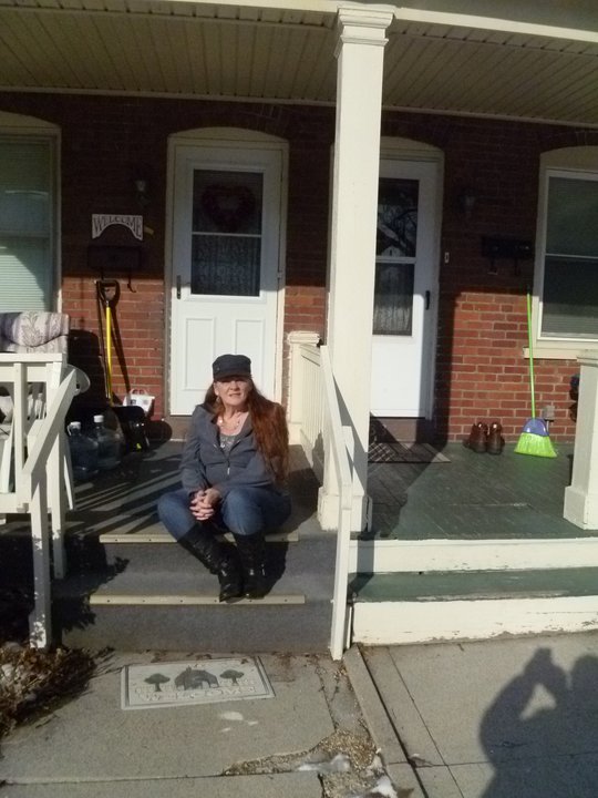 Sandra Johnson on Dans front porch