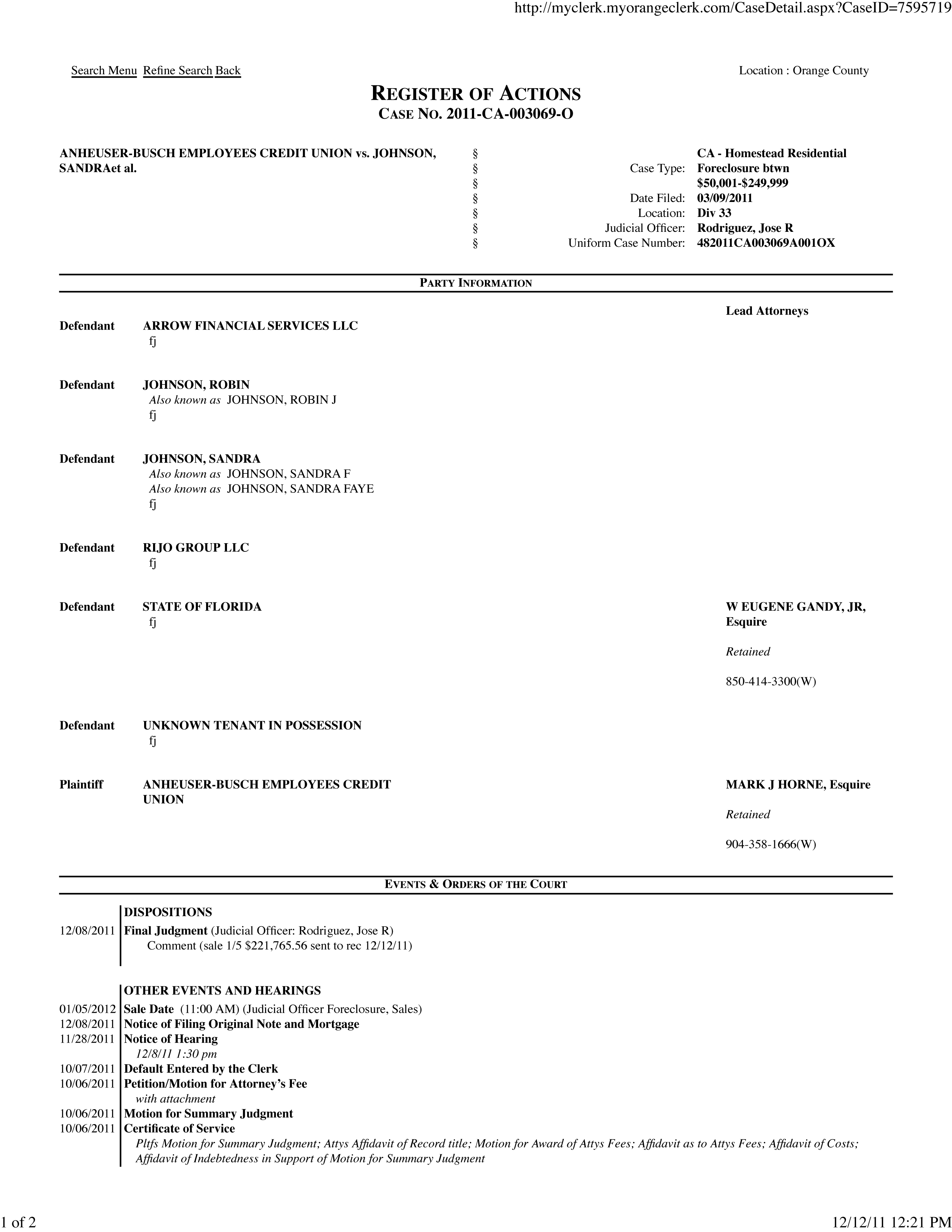 Sandra Johnsons Foreclosure 