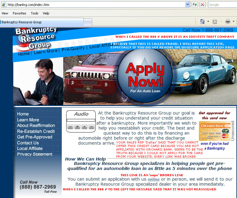 Their fraudulent Homepage 