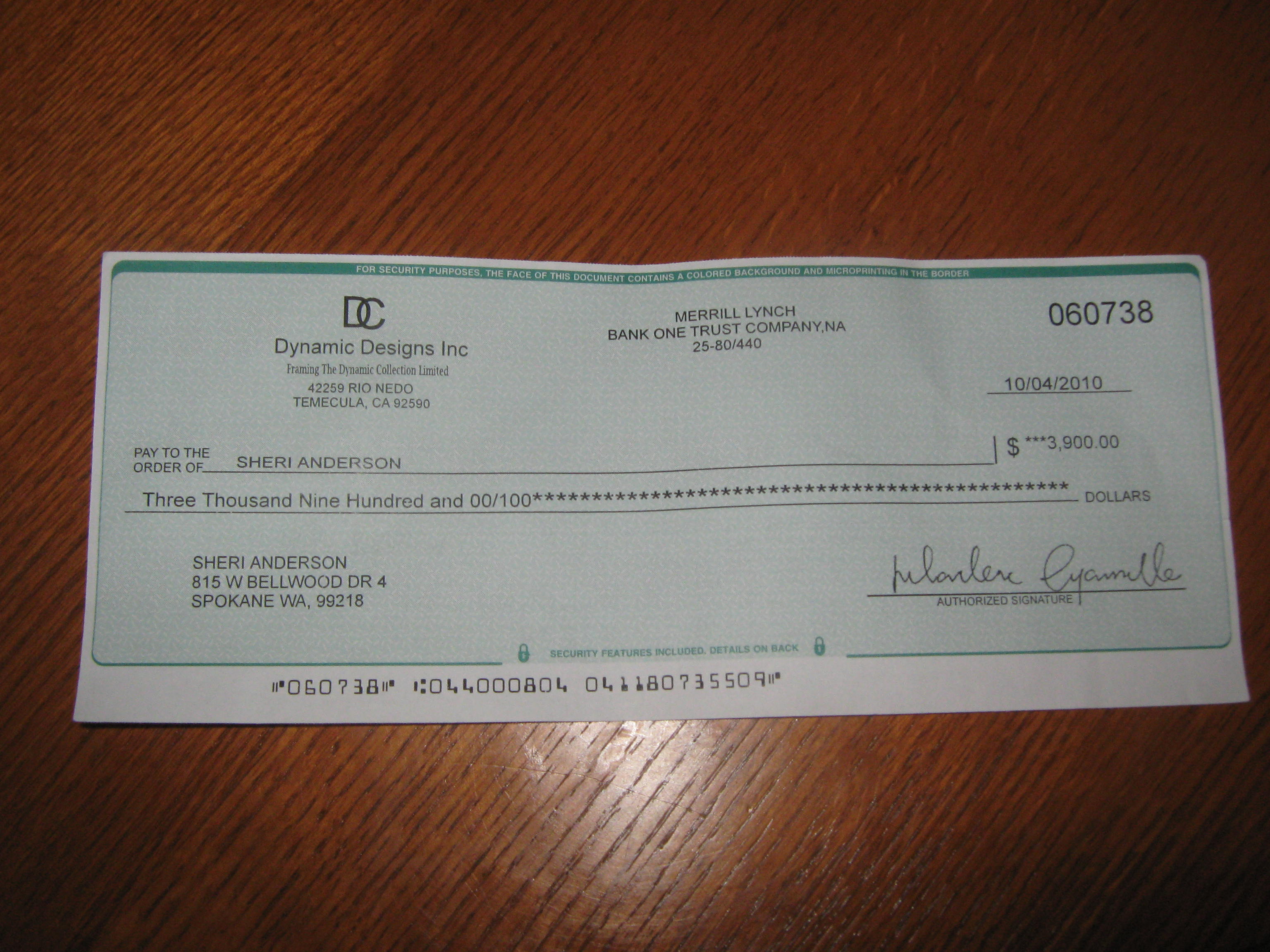 here is a copy fo the fake check