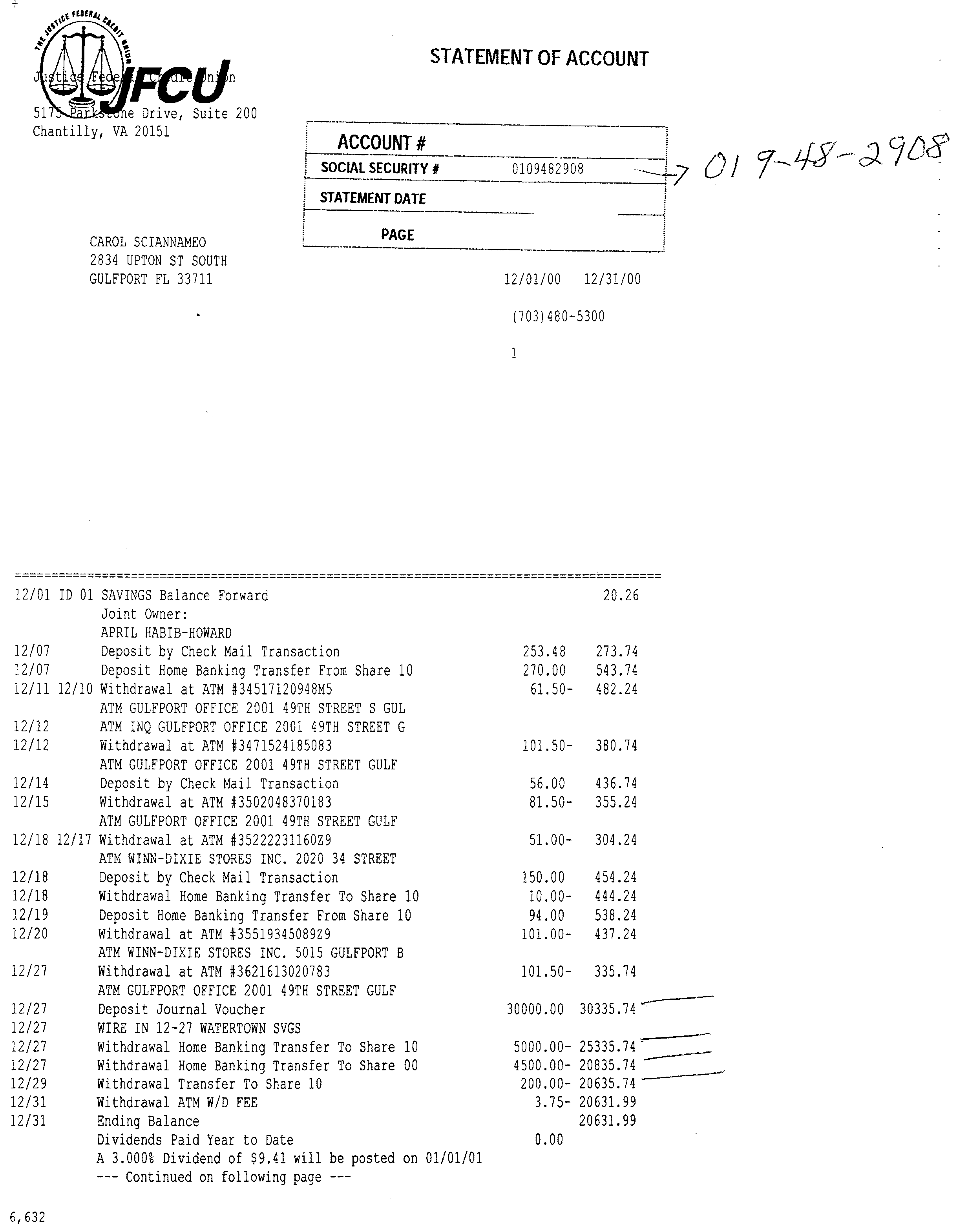 BANK RECORDS, SHOWING THOUSANDS OF DOLLARS RTRANSFERRED ILLEGALLY TO SCIANNAMEO'S ACCOUNT KNOWN AS SHARE 10. THIS IS GRAND LARCENY.