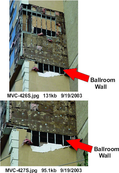 ballroom wall hurricane damage