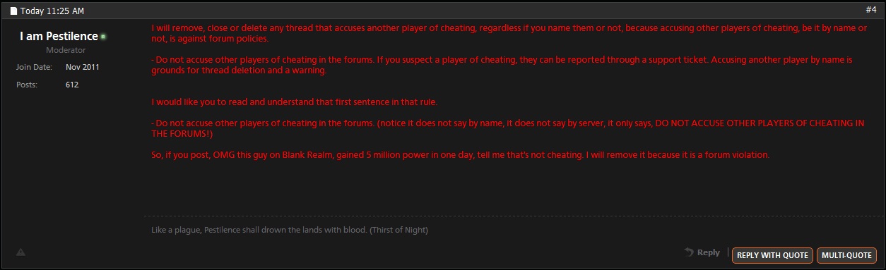 I am Pestilence Recites the Rule about Cheating Discussion