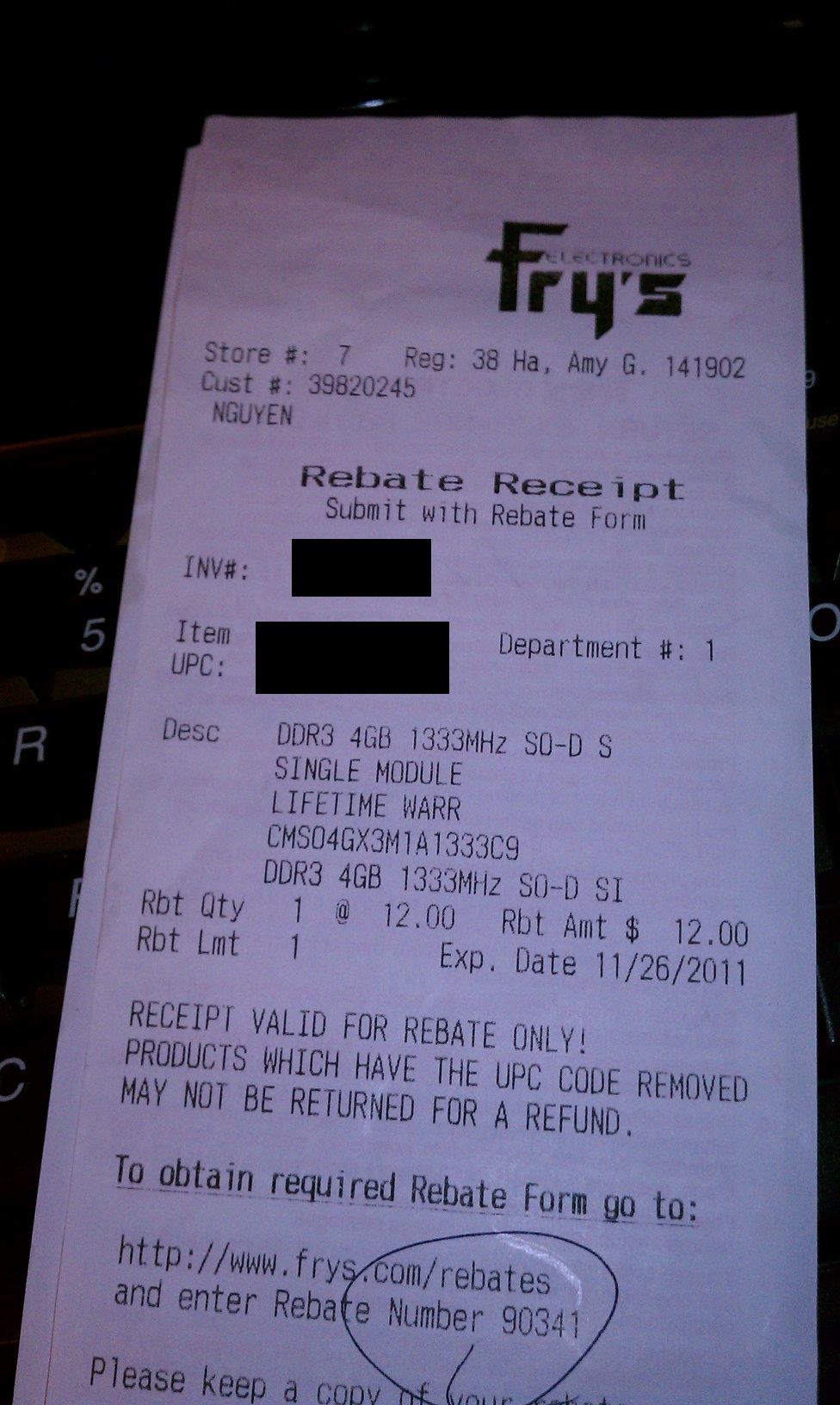 Rebate Receipt