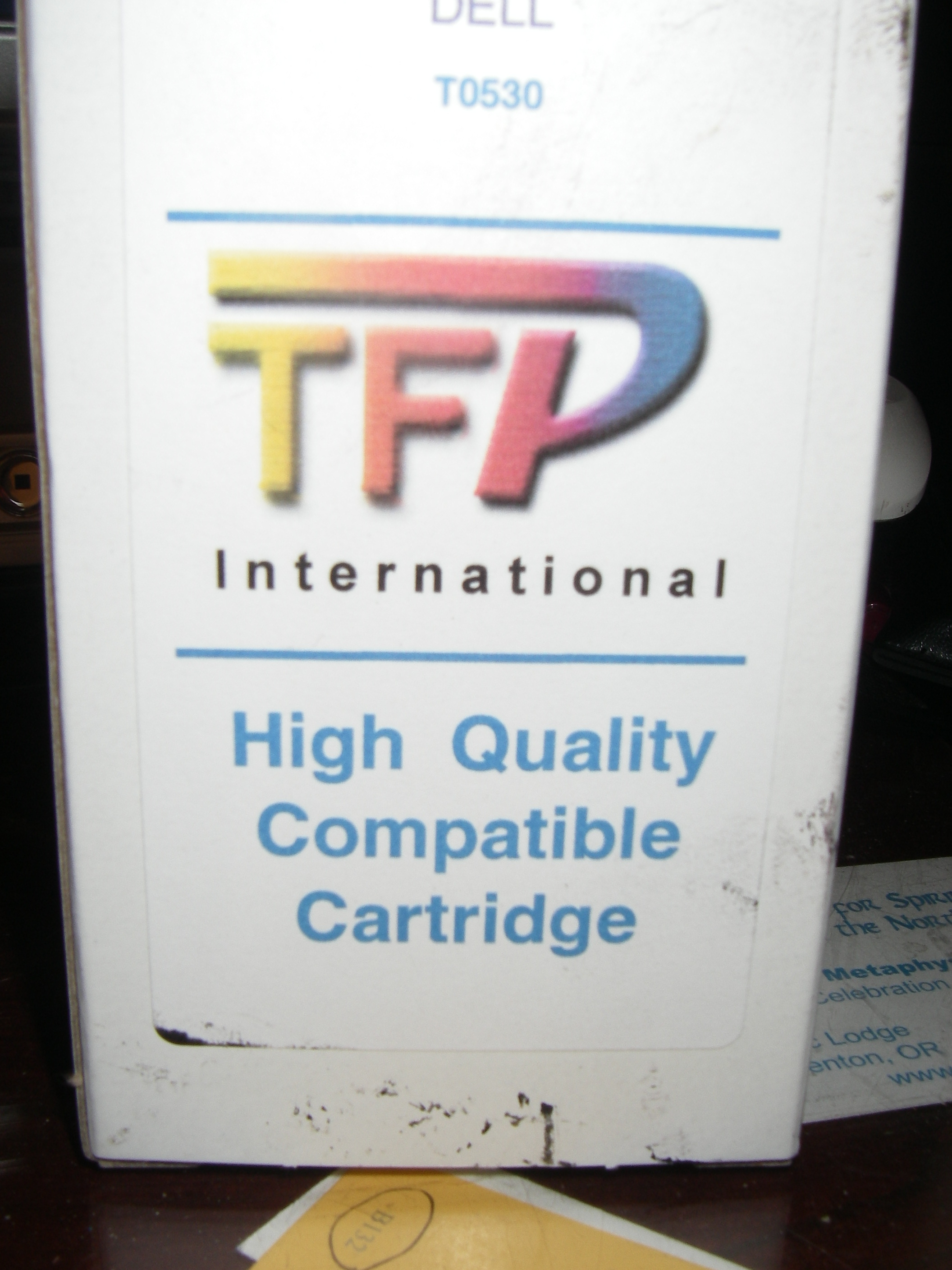 Front of TFP box. Notice ink all over box.
