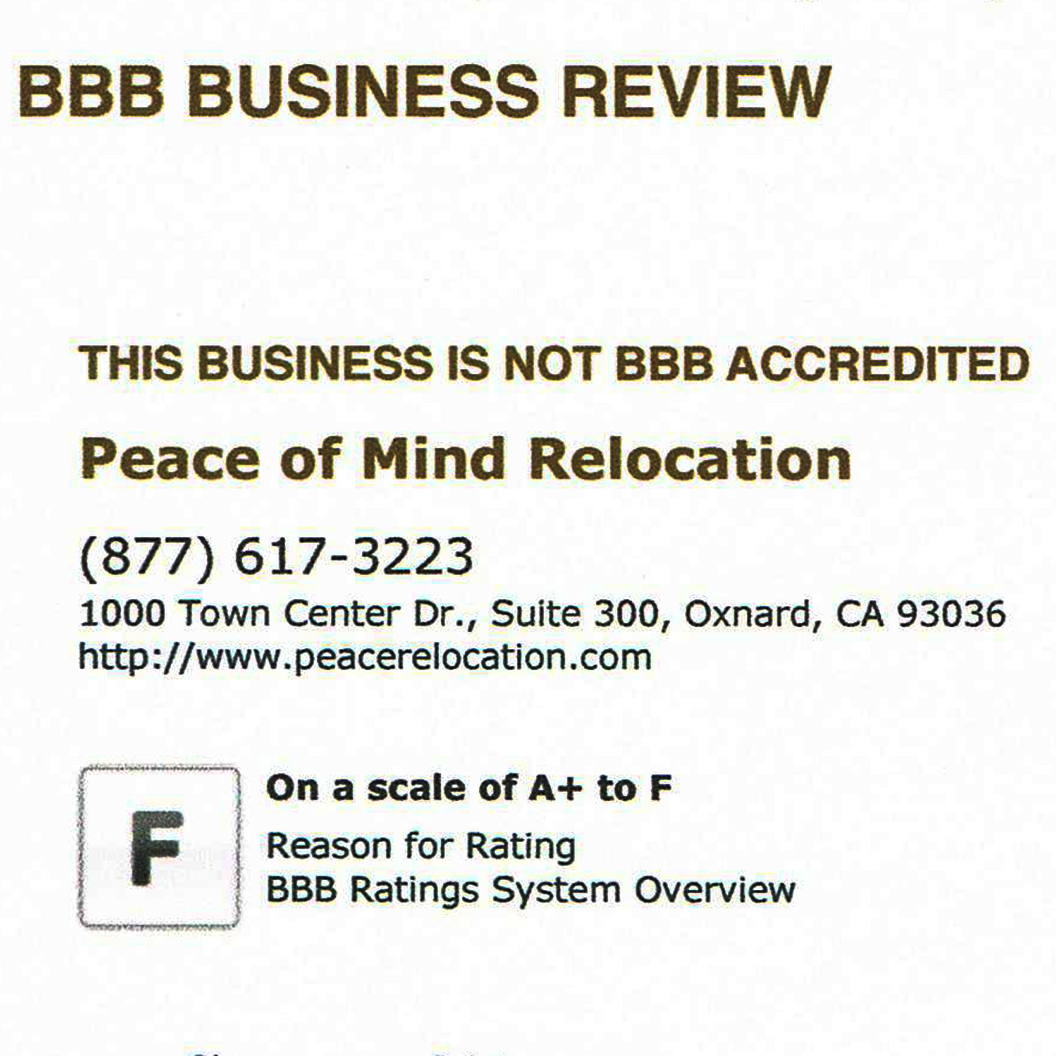 F RATING WITH BBB