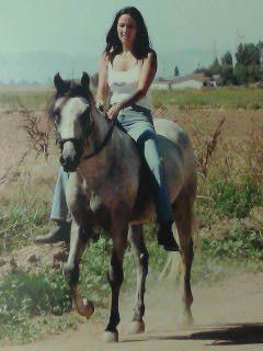 Gena Wasley riding her Paso Fino stallion bitless and bareback