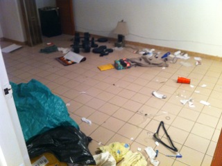 Bedroom floor after he vacated