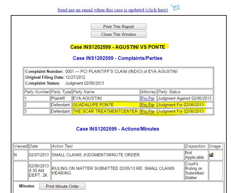 Screenshot of Court Case in respect to the original report here with the Verdict in Guadalupe Ponte's favor.