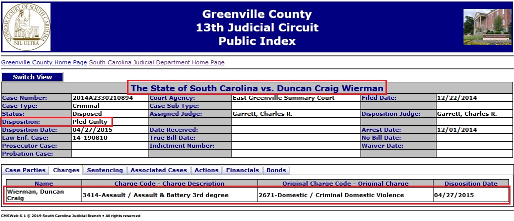 Charges filed against Duncan Wierman 