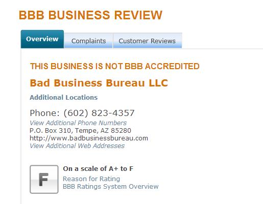 F rating from BBB