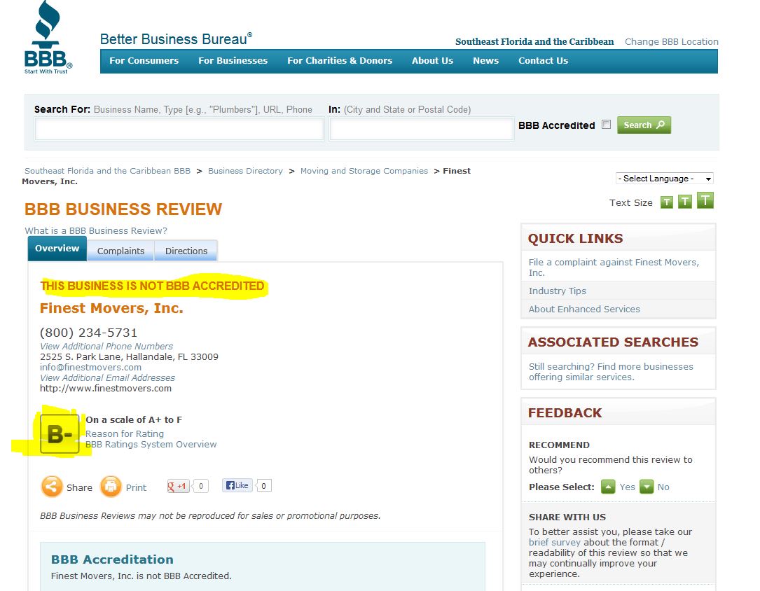 Better Business Bureau Rating