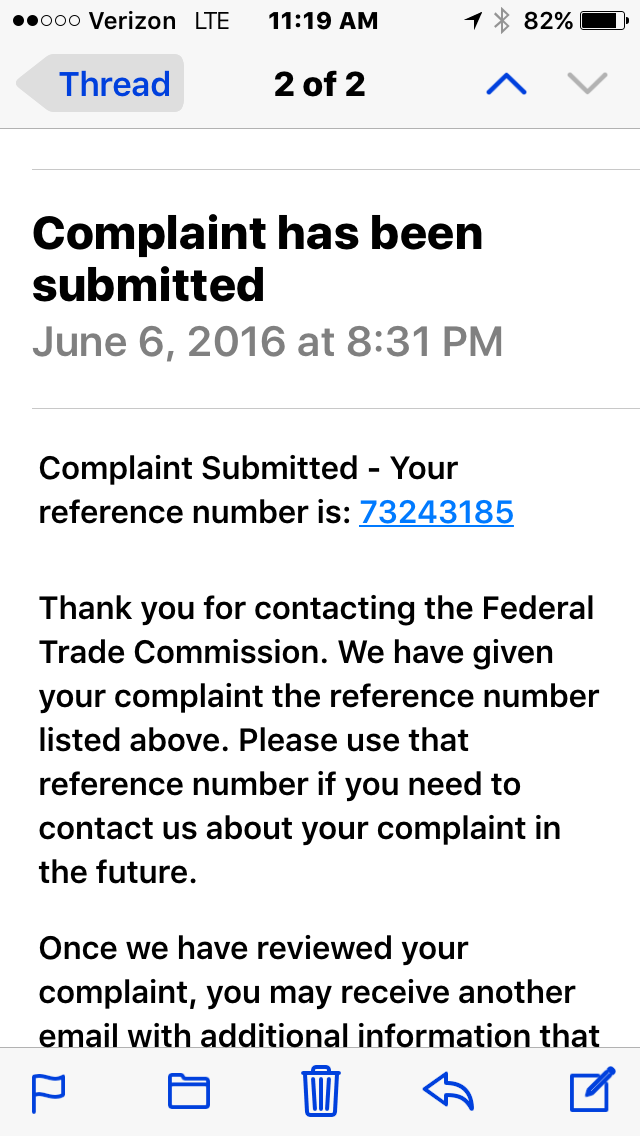 Record of FTC filing 