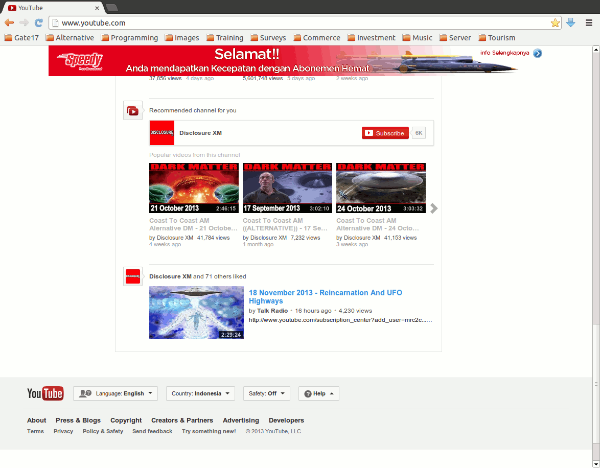 Snapshot of ad injection on youtube.com