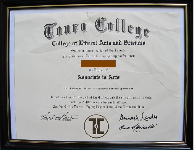 Touro College Degree Diploma