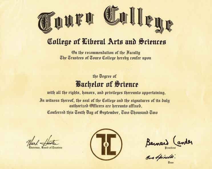 Touro College worthless Bachelor's Degree