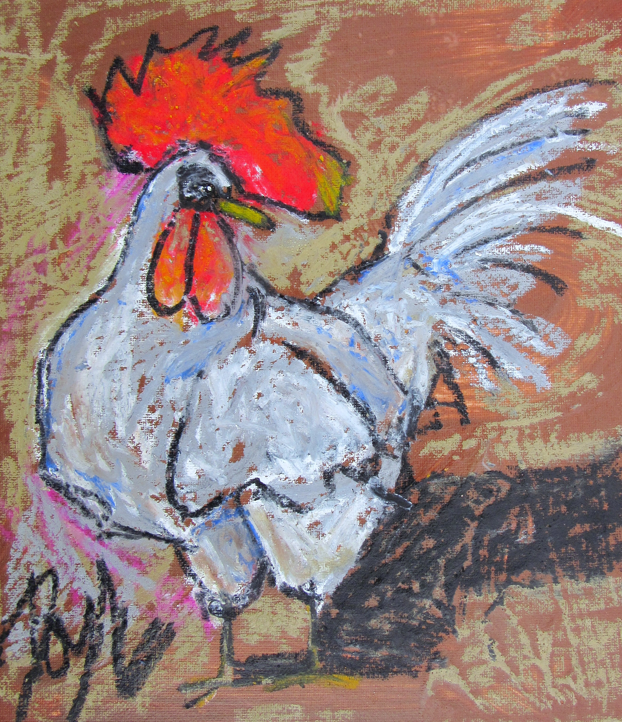 "White Rooster"
12in x 10in
Oil on Canvas Board
