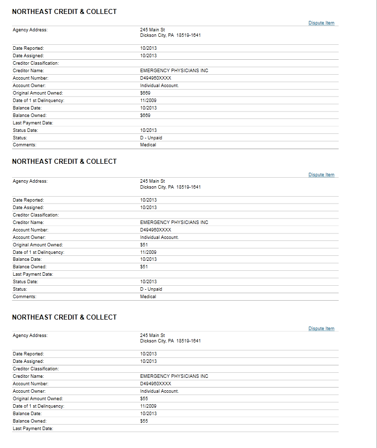 3 of the 4 credit entries.