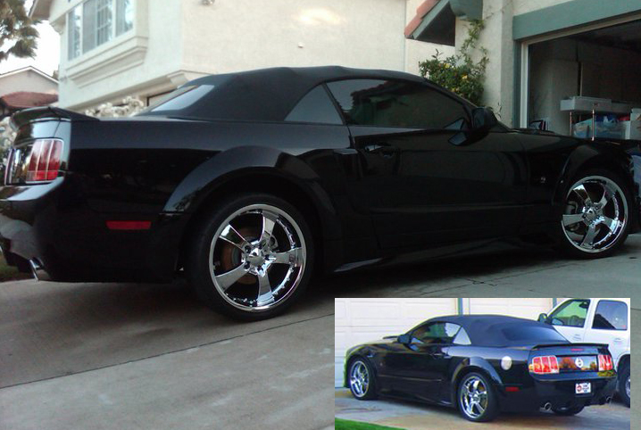 This is his car (black Mustang convertible) for further identification