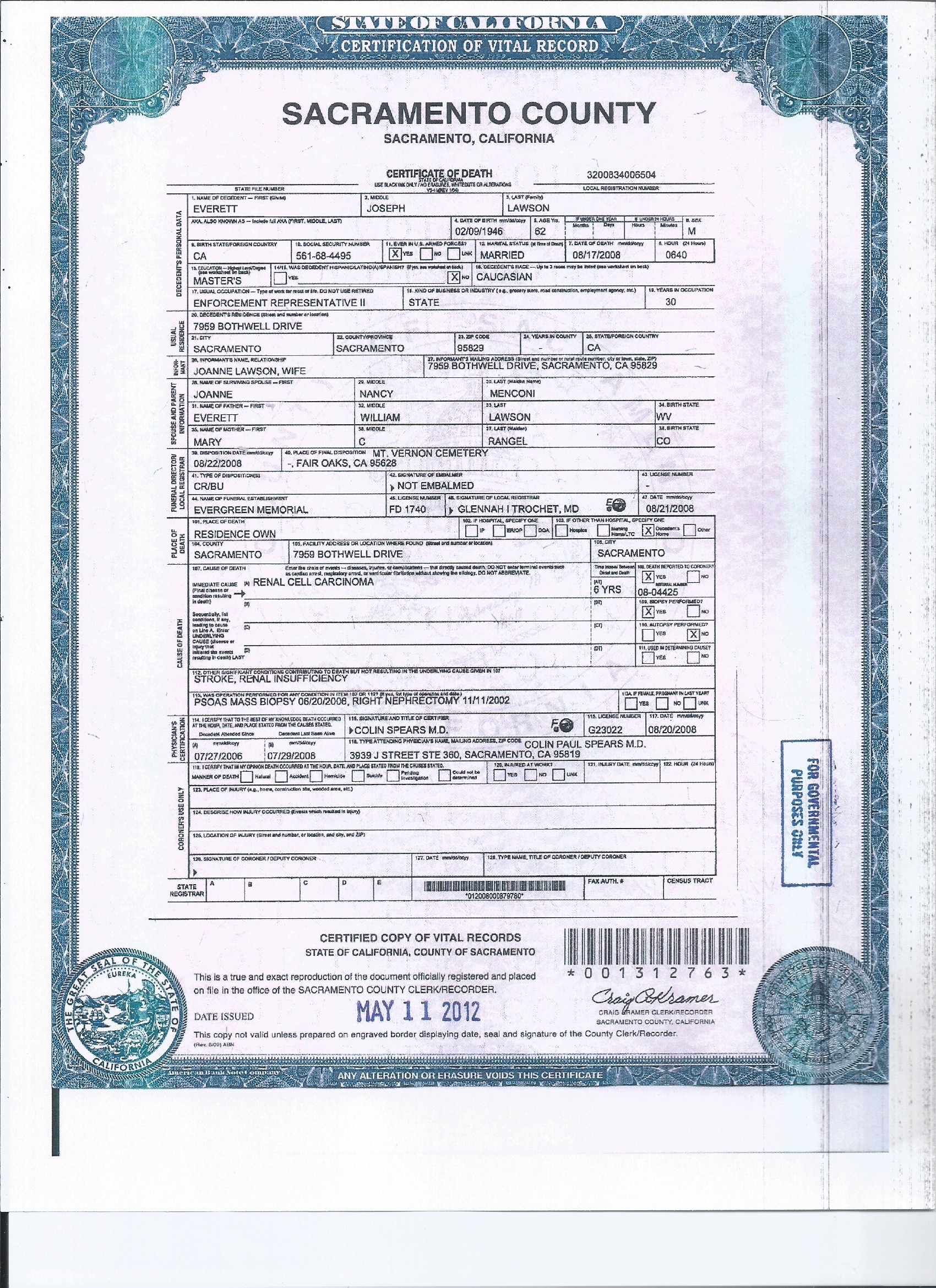 Death Certificate