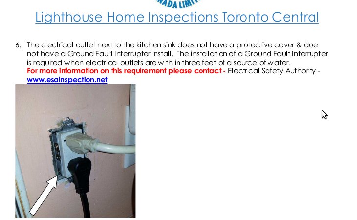 Home inspection - Danger to life - high voltage and to wash the dishes