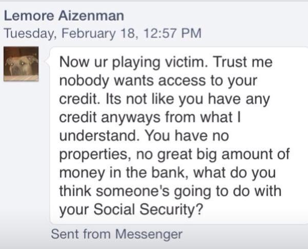 About why i shouldn't be mad she posted my ssn, credit report, and personal info all over the internet