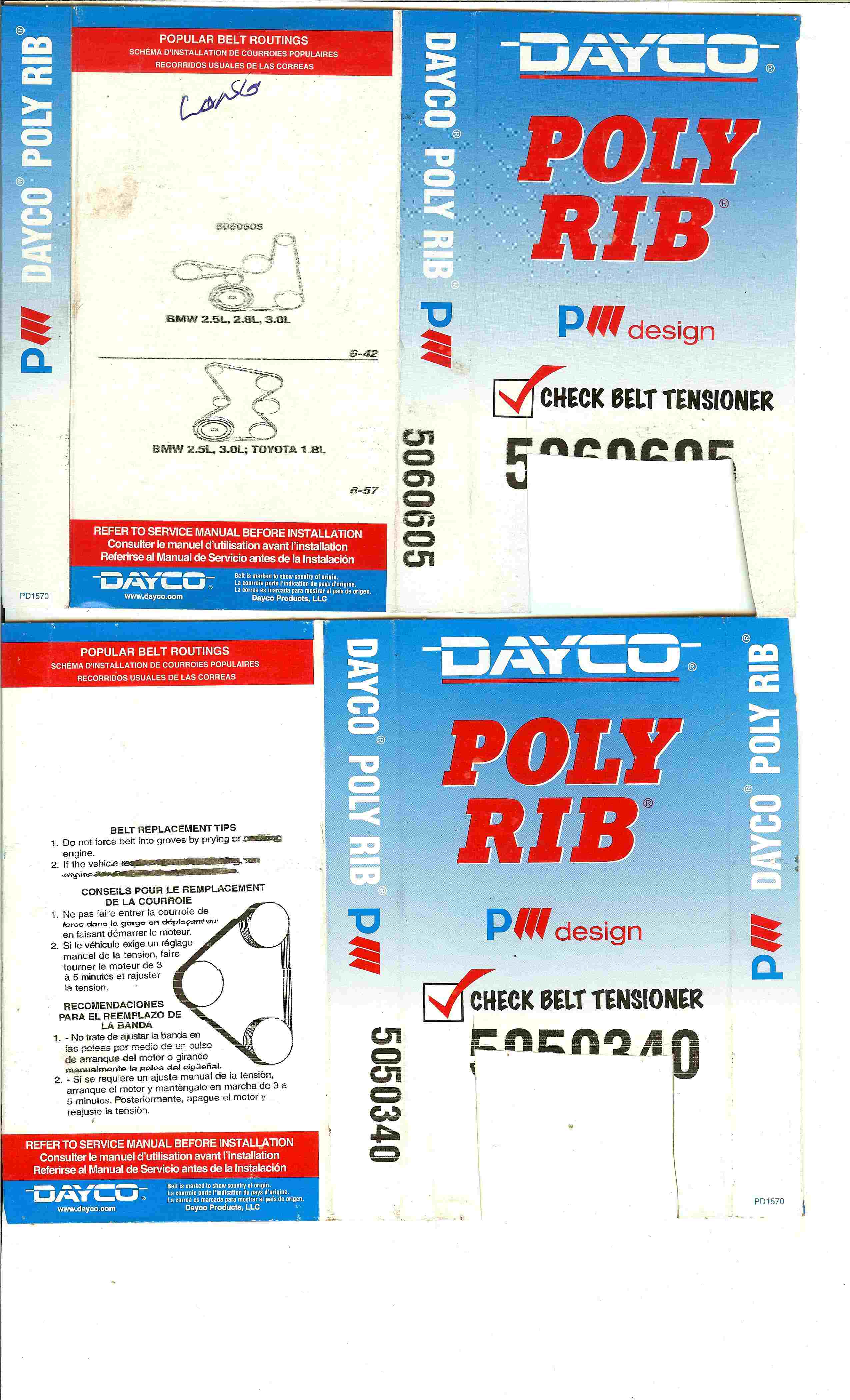 Dayco Fan belt packages from Autozone clearly showing where I cutout the UPC's and sent all materials documents, etc.. to the 4myreabte.com for the rebate rules along with everything requested, with p