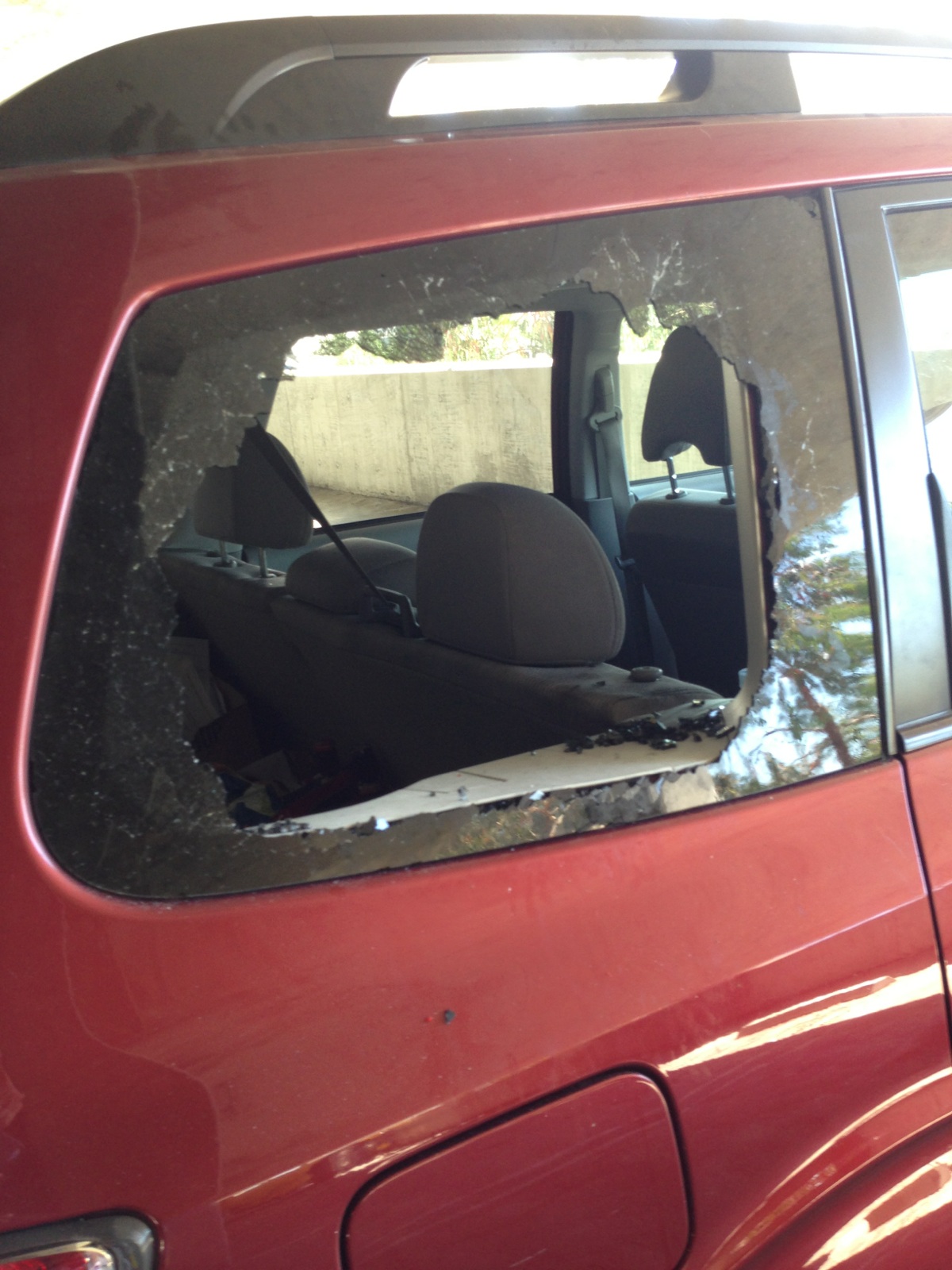 my damaged SUV in Carnivals parking garage that went days un-noticed