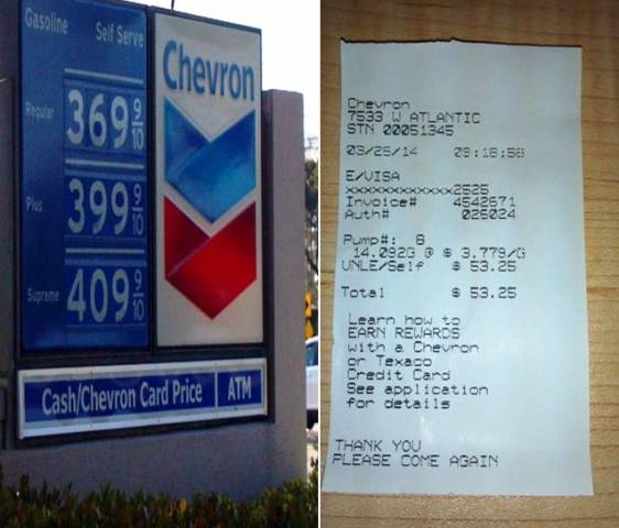 Sign and Receipt from 03-26-2014