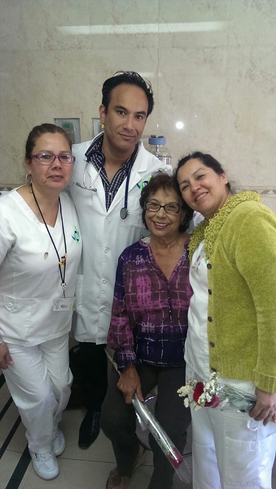 My grandma with two nurses and the night doctor