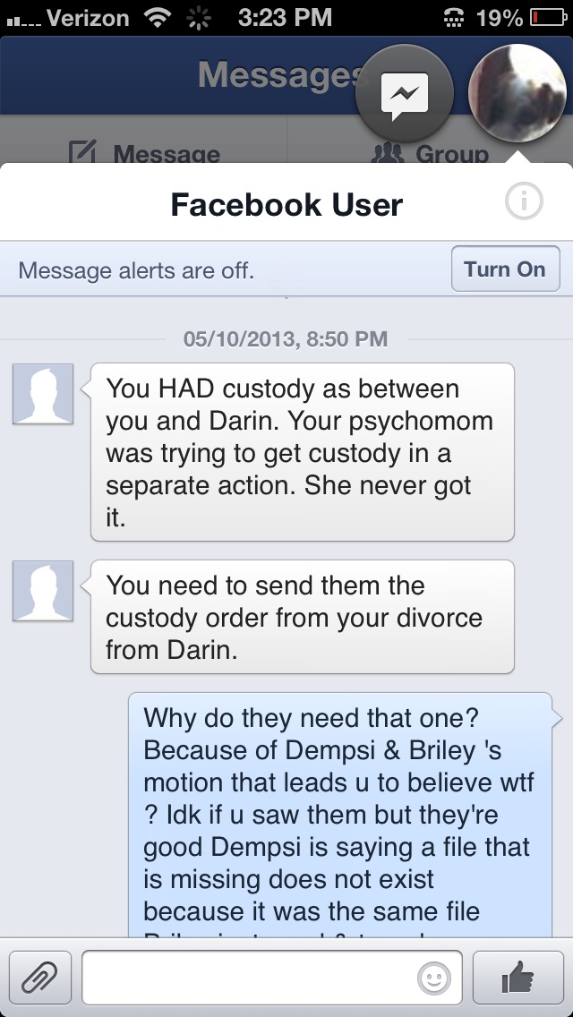 This is from Dianne telling me in another moment of weakness. Admitting that the divorce doc proved intentional fraud