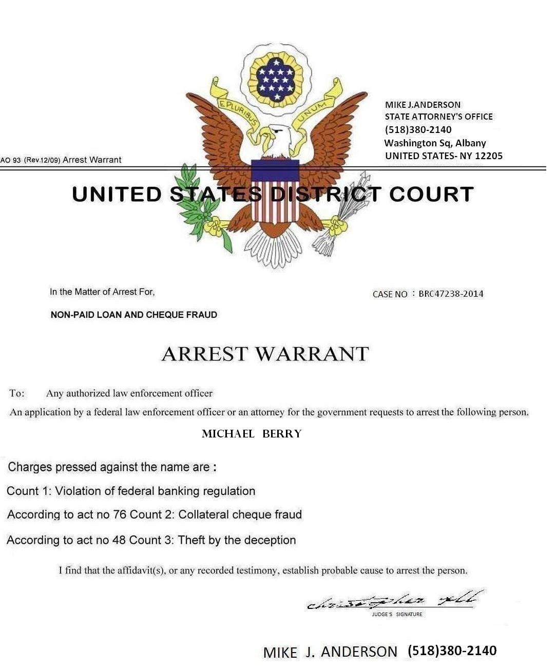 fake arrest warrent