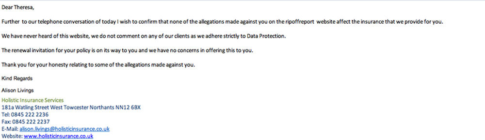 email from my insurer 28/05/2014
