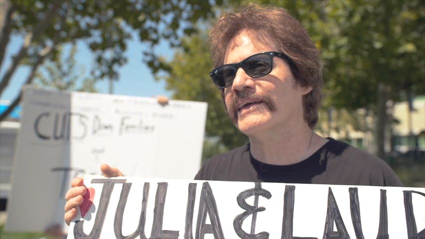 Family court reform activist Robert Saunders leads a protest at the courthouse for Sacramento Family Law Court.