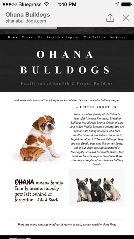 the Ohana Bulldogs website