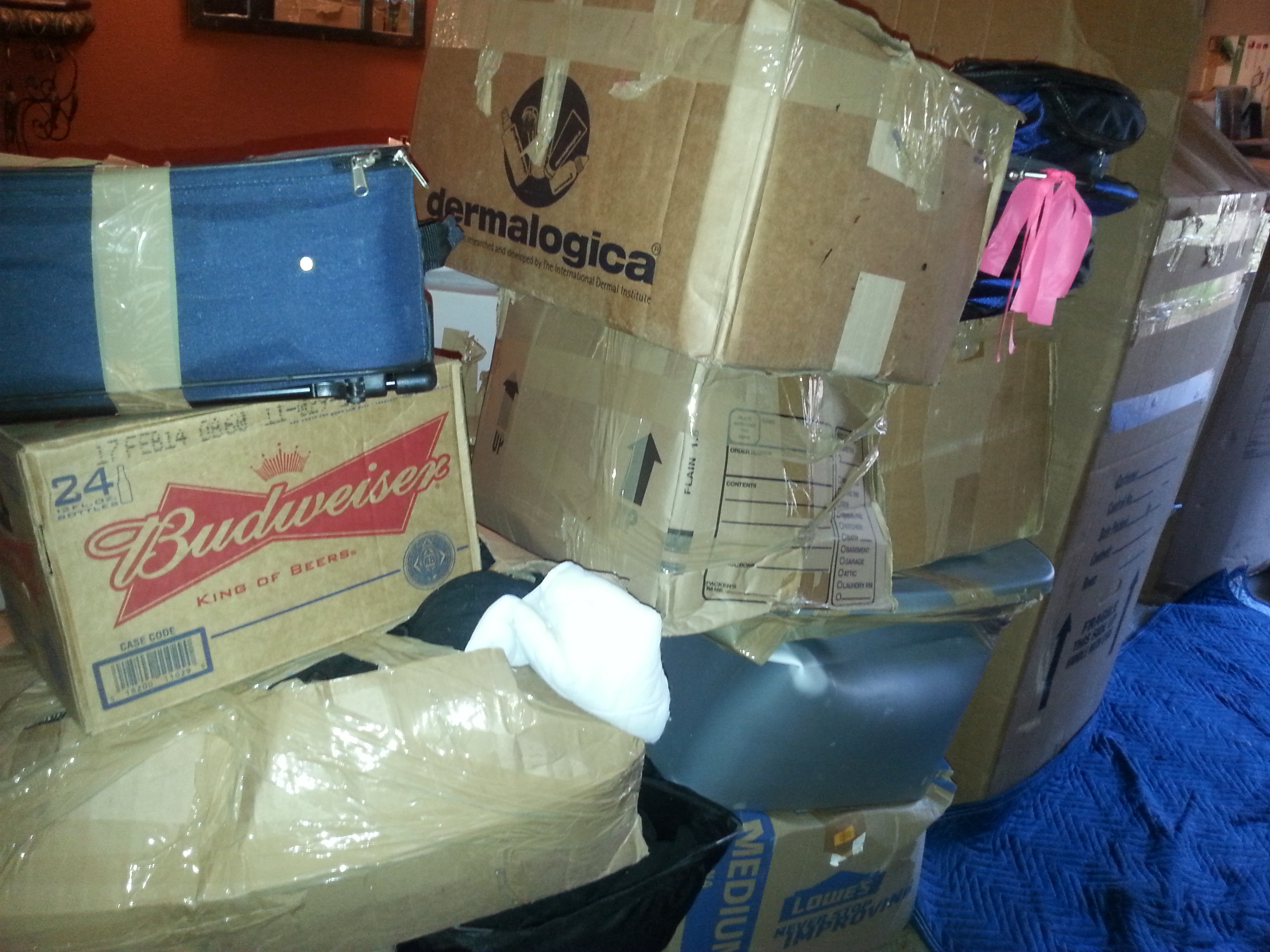 How the movers stacked them in the house