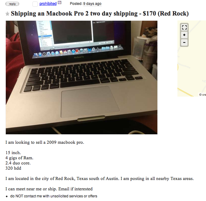 Posting on Craigslist