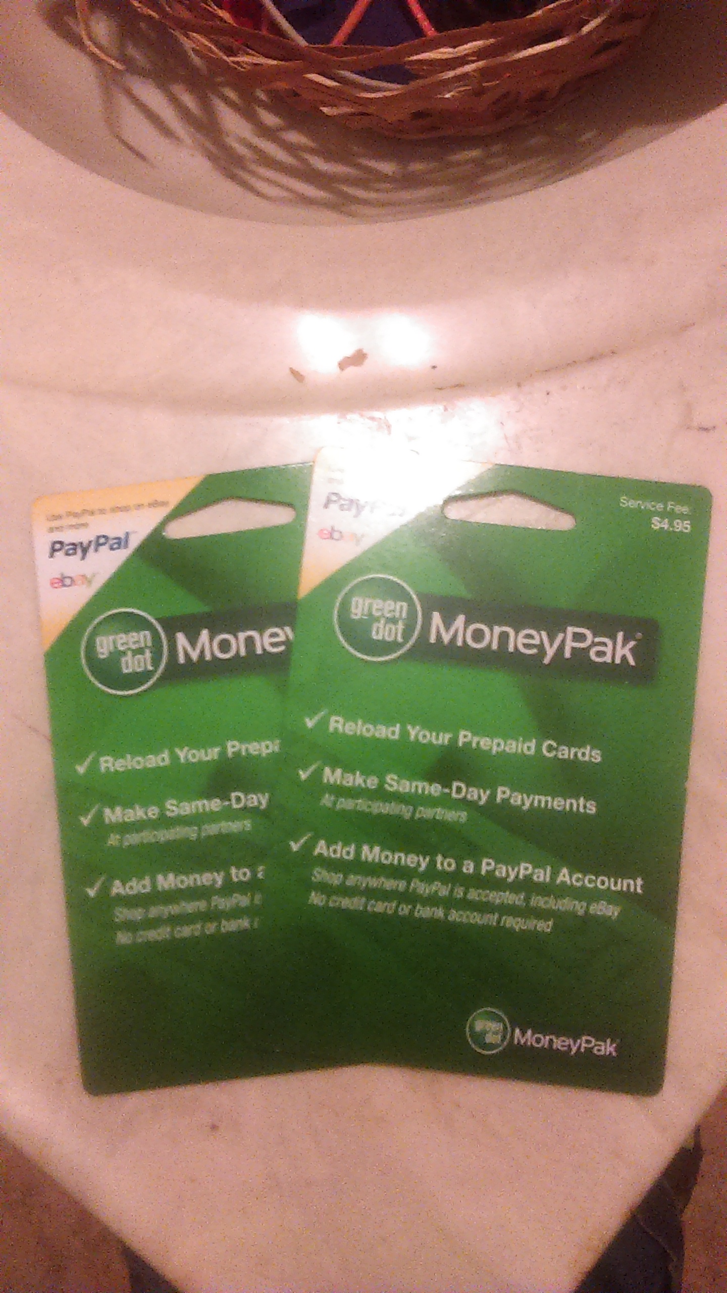 Both of the green dot cards I put money on