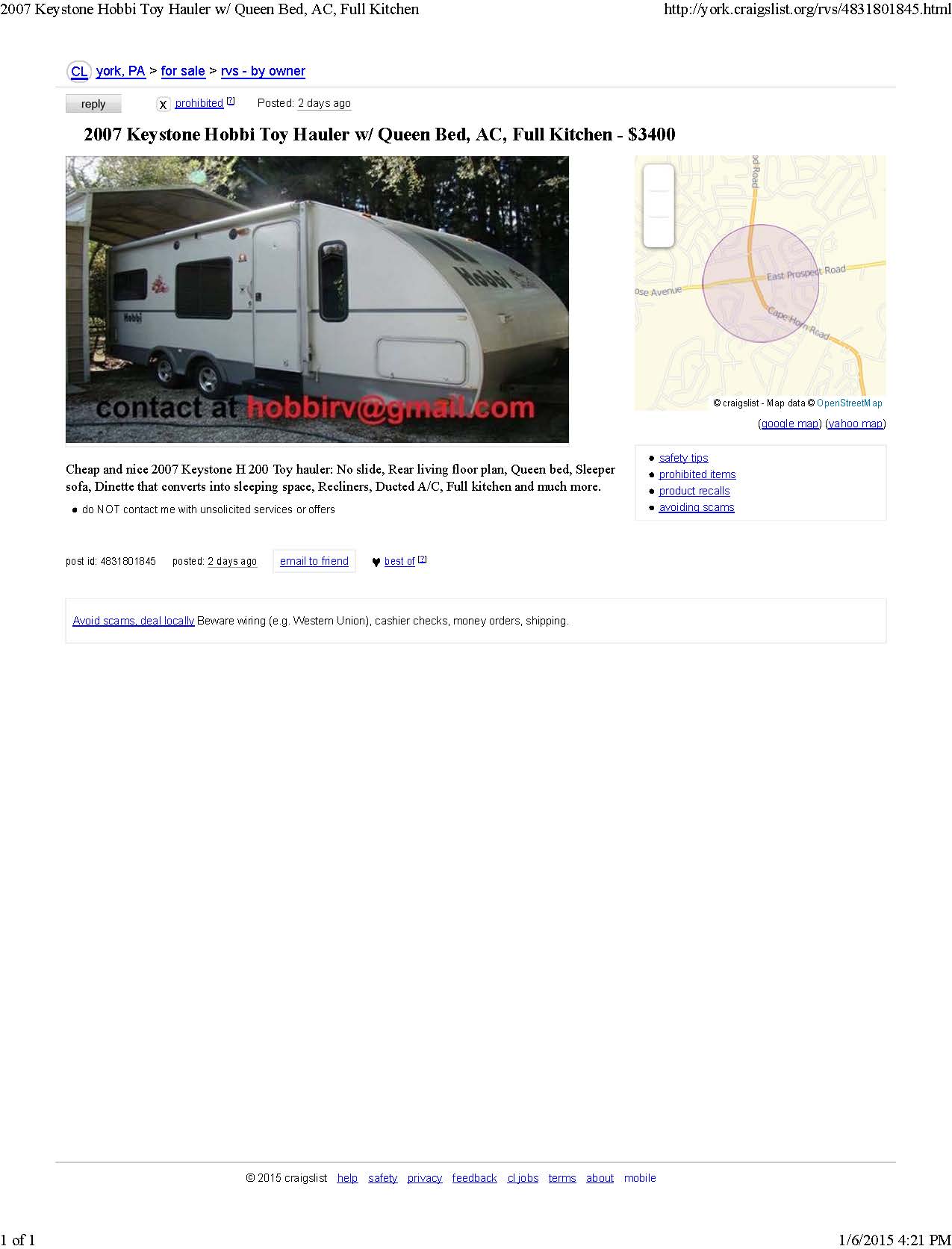 Fake craigslist ad posted by scammer  Rita Leon