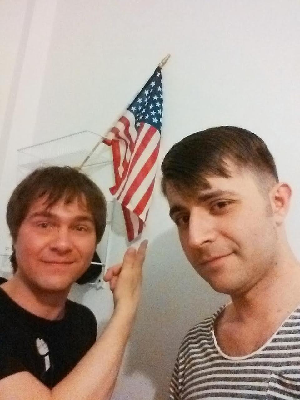 This is the American flag he hung up in our room in order to mock us and our country. 