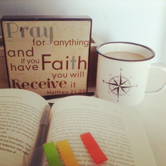 Enjoying coffee, and prayer time