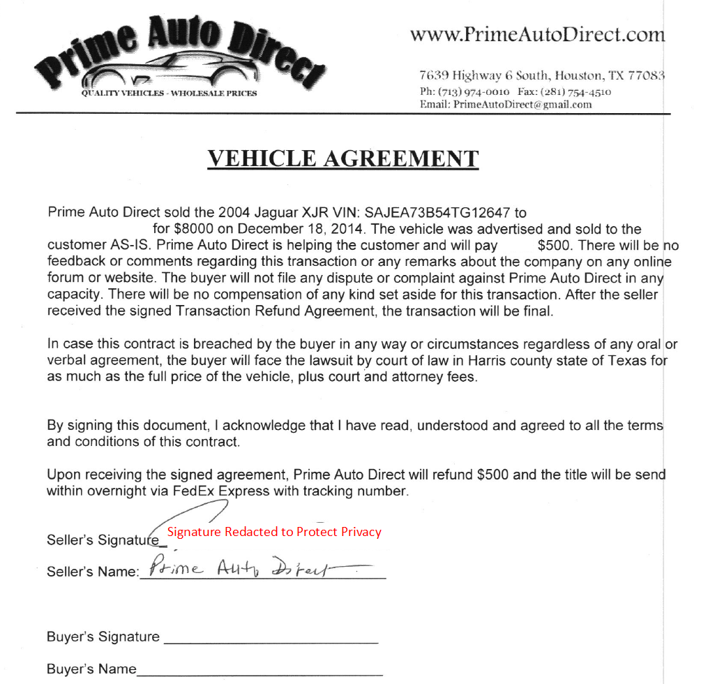 Copy of the letter showing she is withholding the car title until I agree to release her and Dynamic Motors from any wrong doing.    ng-doing. Active: 	Hidden	 Status: 	Complete	 Type: 	Photo → image/