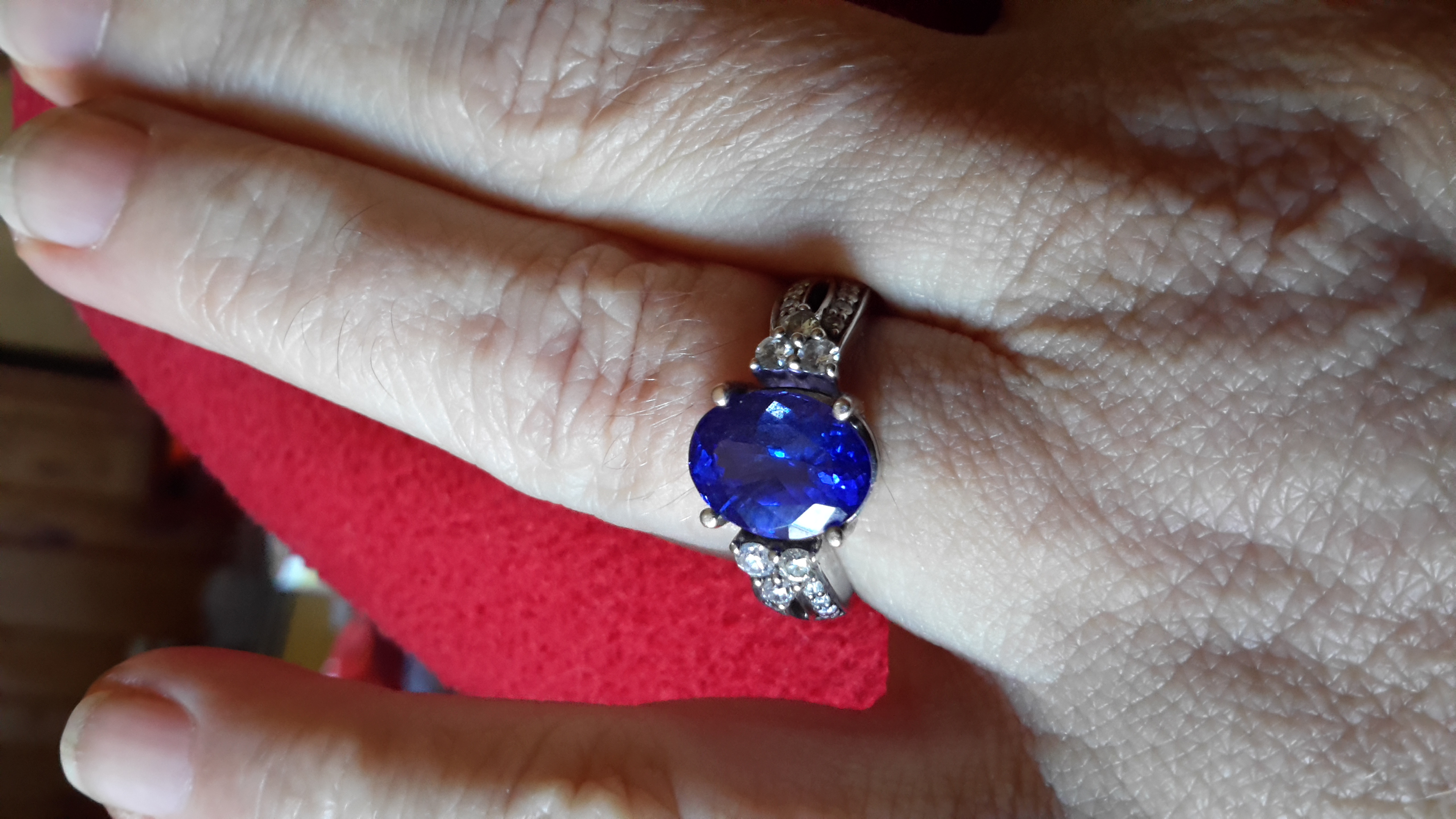 Ring after replacing it with new tanzanite-no problems with this new ring