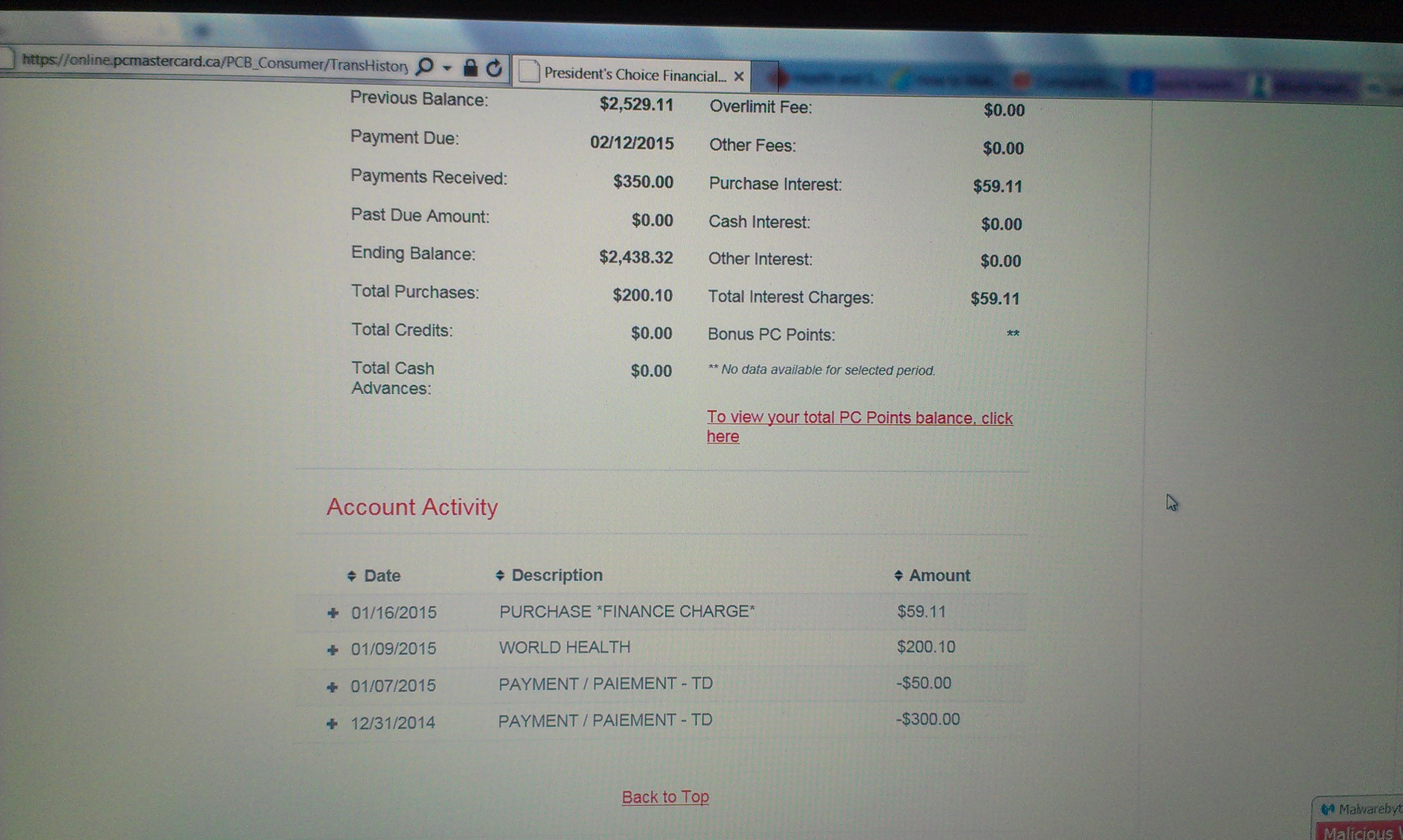 Money cut by world health from my credit card on 9 jan 2015