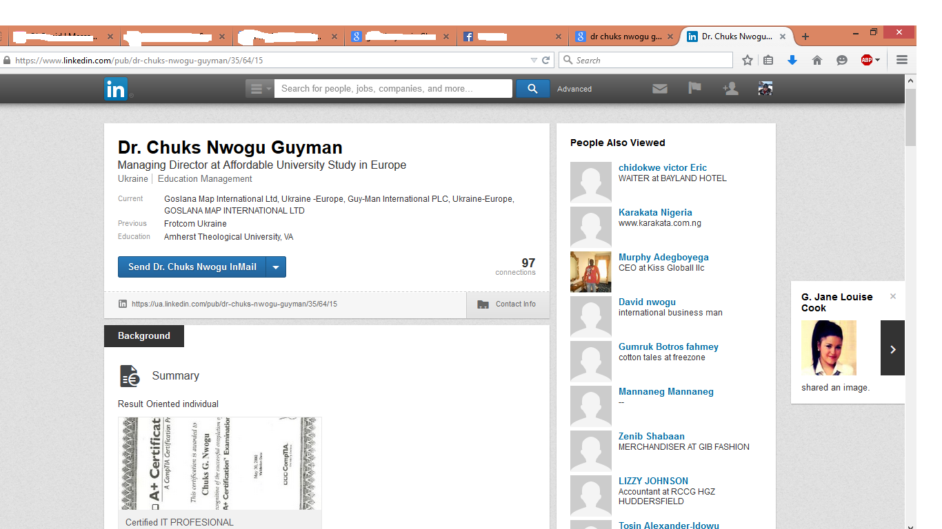 scammer linkedin page