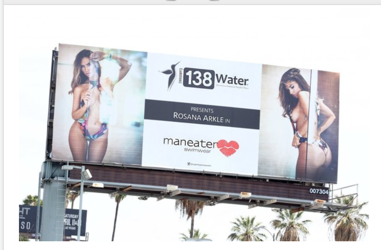 Renay Wells of Maneater Swimwear / billboards Display from Campaign she never paid for, defaulting on contract and breaching business agreement.