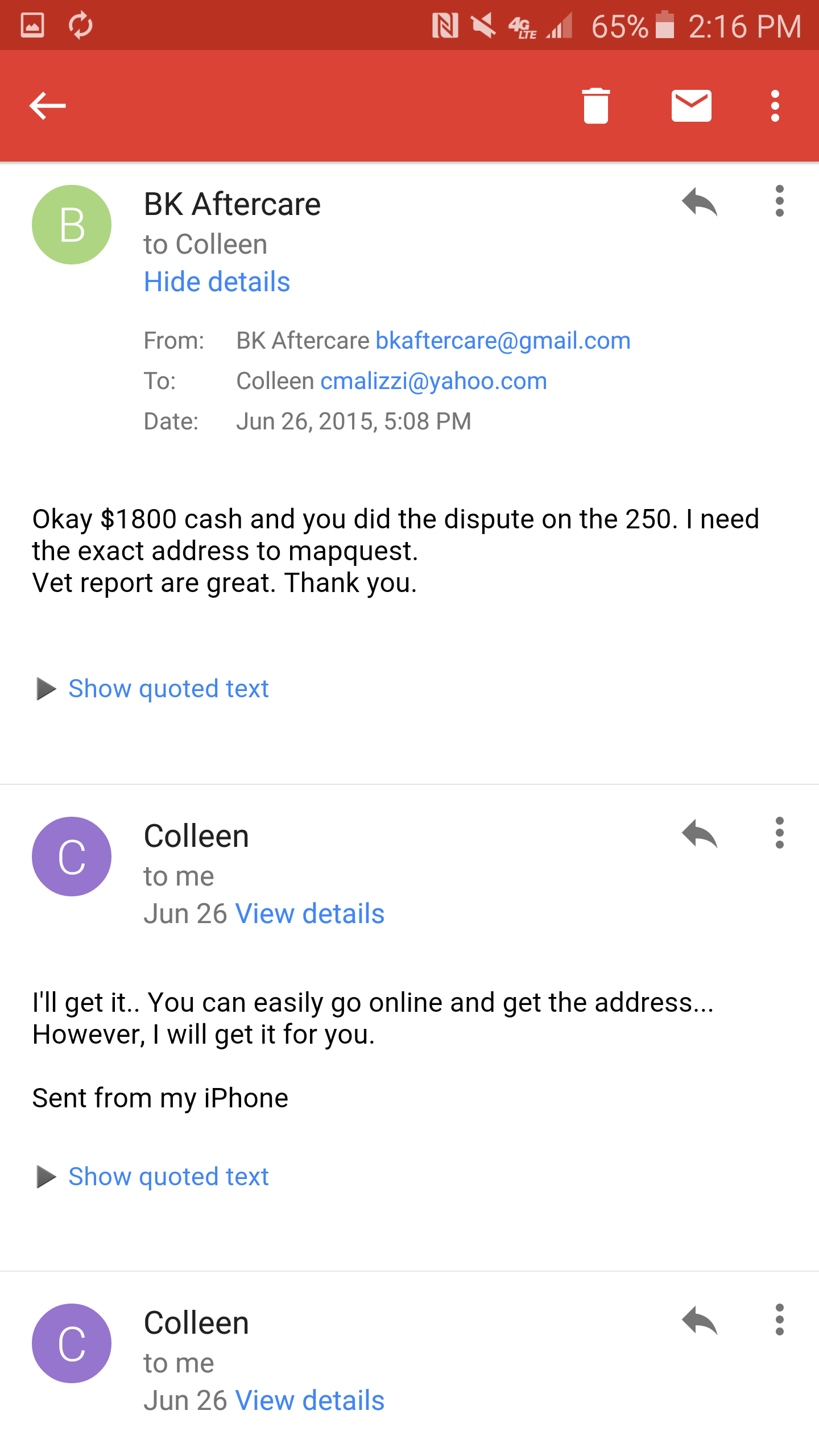 Details of refund which she never showed up