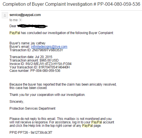 Proof of the clients mentioned amount. This screenshot shows proof that the client removed the chargeback because we amicably resolved the issue with the client.