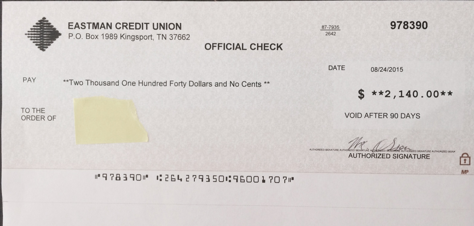 fake check